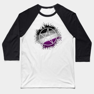 Paint Splatter Asexual Pride Pentacle Symbol Baseball T-Shirt